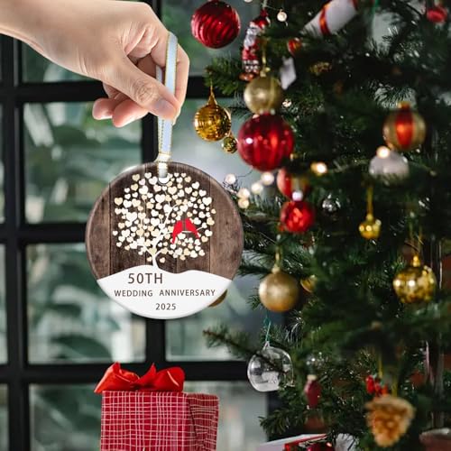 50th Anniversary Wedding Ornament, 50th Wedding, Happy 50th Anniversary Romantic Gifts for Couple, Parents, Wife, Husband, Friends