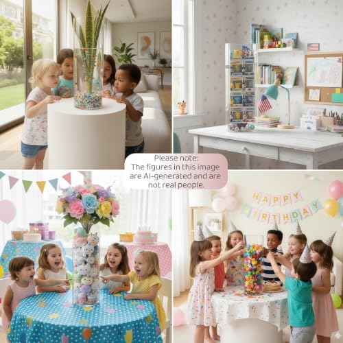 Extra Large Clear Plastic Floor Vase Set with Stands - 3 Sizes & 3 Variations