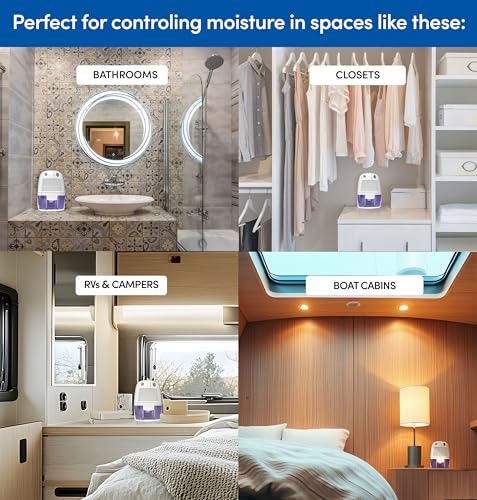 Petite 16 oz Dehumidifier for Small Spaces - Quiet Auto Shut Off & Restart