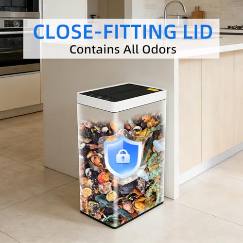 Geradivoxa 8 Gallon Touchless Kitchen Trash Can with Motion Sensor & Standard Variation