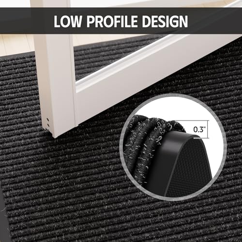 EZ2LIVE Black Striped 4x8 Heavy Duty Indoor Outdoor Entrance Mat