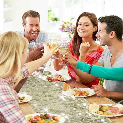 Pufogu 12 x 108 Inch Sequin Table Runner, Champagne Glitter Premium Big Sequin Table Runner, Rectangle Table Runners for Halloween, Christmas, Wedding Party, Birthday Party, Banquet Decor (1 Pack).