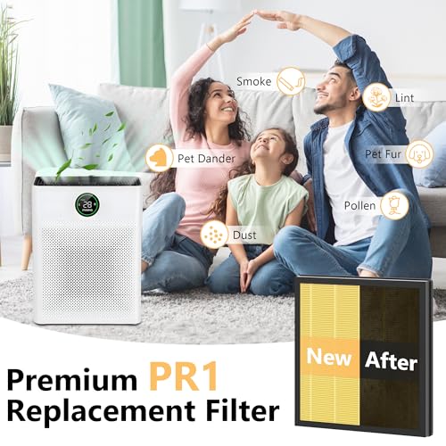 Pet Mode Replacement Air Purifier Filter Pack - Compatible with MOOKA PR1, Absorbs Pet Dander, Fur & Smoke, 4 Pack, Yellow
