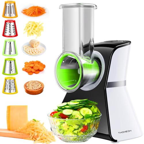 TWOMEOW 5-in-1 Electric Cheese Grater & Salad Maker - Multi-Functional Kitchen Slicer