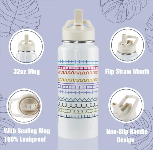 Rcvlauf Hidden Message Multicolor Water Bottle 32oz Insulated Travel Mug with Straw - Funny Gag Gift for Work & Friends