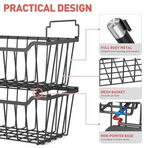 Goovilla Black Freezer Organizer Bins 8 Pack for 5-7 Cu.FT Chest & Upright Freezers
