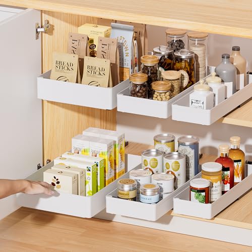 Delamu White 3-Piece Pull Out Cabinet Organizer Set - 15.7" Deep Kitchen & Bathroom Storage