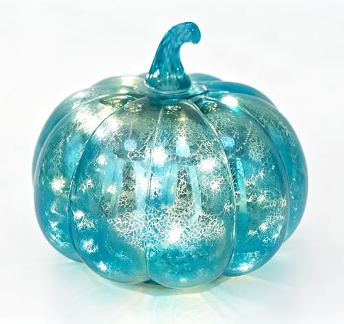 Mercury Glass Pumpkin Lights with Timer - Fall Halloween Thanksgiving Decor