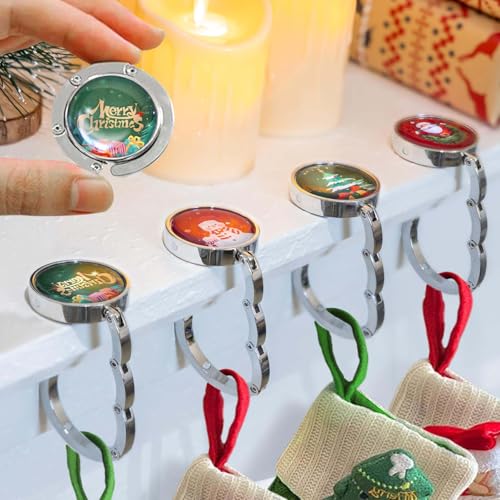 Christmas Stocking Holders for Mantle Set 4, Fireplace Holder, Metal