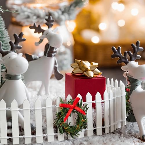 BrightRow 2 Pcs White Christmas Fairy Garden Fence Village Accessories - Variation of White / 2