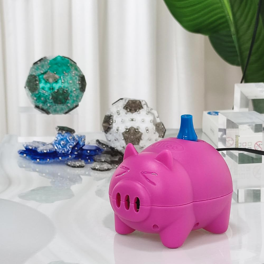 LIKEE Electric Balloon Pump Portable Balloon Inflator Air Blower with Balloon Arch &Garland Tools for Party Decoration (Rose Red Pig)