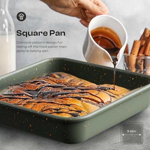 Green 8-Piece Nonstick Bakeware Set – Stackable Oven Pans for Baking & Roasting