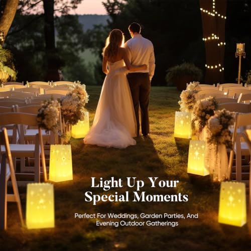 Homemory Christmas 24 Pack Luminary Bags with Flameless LED Tealights