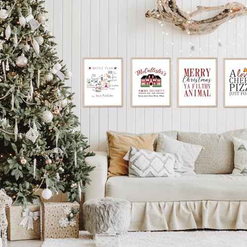 Home Alone Christmas Decorations, Funny Holiday Posters Wall Decor, Set of 6 Home Alone Art Prints for Bathroom Bedroom Decor, Xmas Party Decor Supplies, 8x10 inch, Unframed