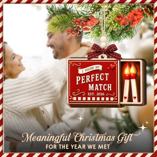Perfect Match Couple Christmas Ornament 2026 – Wooden Two-Layer Keepsake