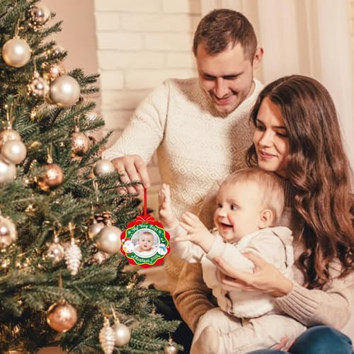 SICOHOME Babys First Christmas Ornament 2025 - My Very First Christmas Picture Frame Ornament Acrylic Newborn Baby 1st Christmas Ornament Photo Frame Girl Boy for Son Daughter Grandson Granddaughter