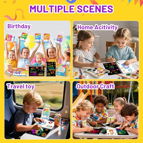 24 Pack Rainbow Scratch Art Notebooks for Kids - Creative Party Favors & Classroom Rewards
