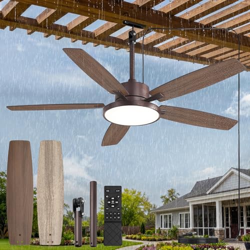 52-Inch Waterproof Outdoor Ceiling Fan with Light IP65 for Patio Gazebo - Oil Bronze