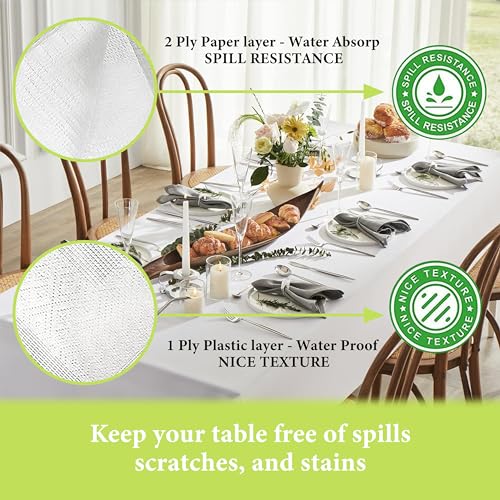 White Paper Tablecloths for Rectangle Tables - 54 x 108 Inches - 12 Pack - Disposable Party Table Cover - Wedding & Event Decor