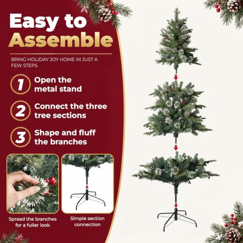 6ft Pre-Lit Artificial Christmas Tree with 300 Warm White LED Lights