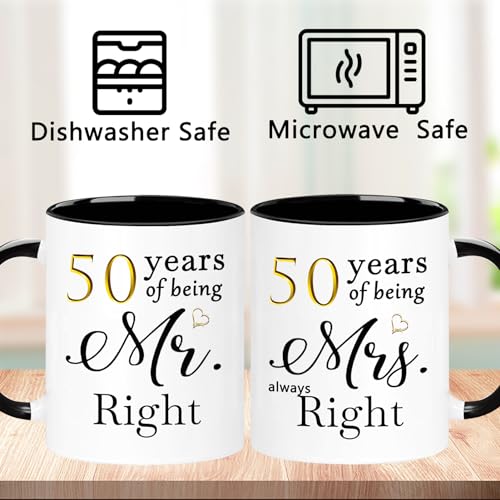 50 Year Anniversary Coffee Mugs Set of 2 for Couple Her & Him - WOSIWULA