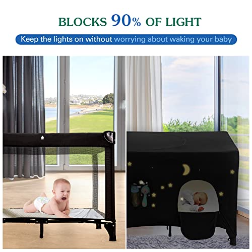 Hiaksedt Pack N Play Blackout Cover with Pocket - Breathable Travel Crib Tent
