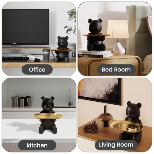 Keyper Bear Matte Black Decorative Key Bowl & Catch-All Tray, Entryway & Home Decor