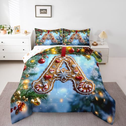 Feelyou Christmas Comforter Set Twin Size 2pc Gingerbread Bedding
