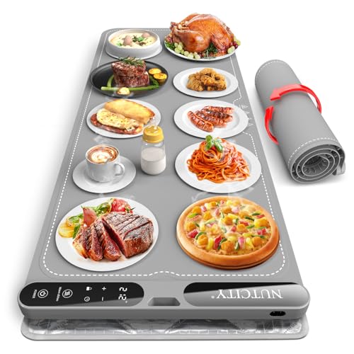 Extra Large Food Warming Mat 40x15in with Insulation Pad - Gray Variation