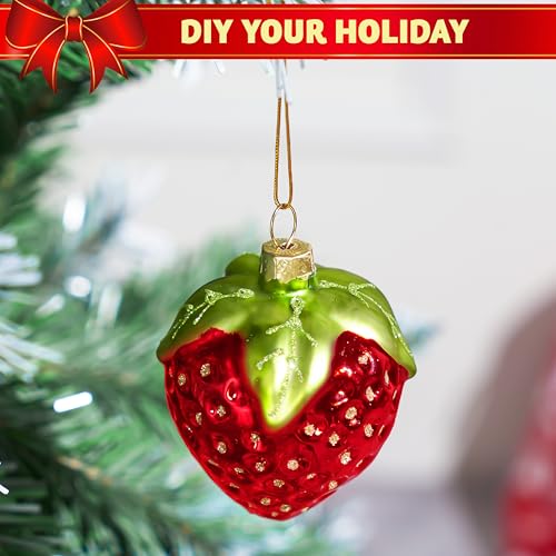 Joiedomi Strawberry Mini Christmas Ornament - Handblown Glass Fruit Decor