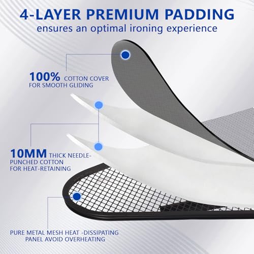 UFETGYG Full Size Ironing Board 57" x 18" with Iron Rest, Adjustable & Heat-Resistant Cover