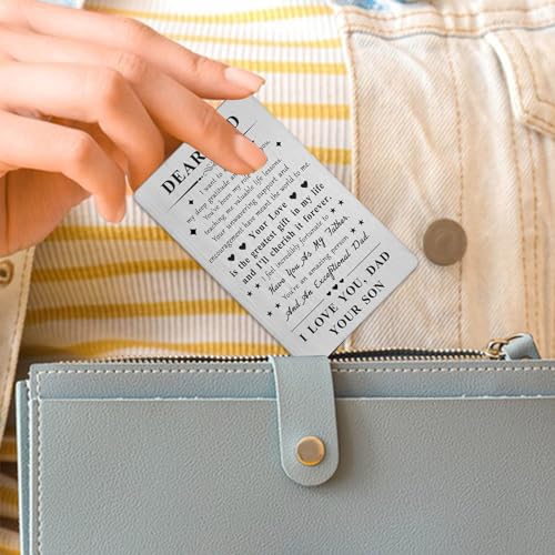 Personalized Dad Wallet Card Gift from Son - Engraved Stainless Steel Keepsake for Father's Day