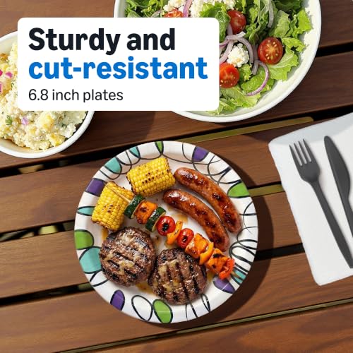Amazon Basics Disposable Paper Plates 6.87 Inch, 600 Count (2 Pack of 300) – Eco-Friendly, Microwave-Safe & Sturdy