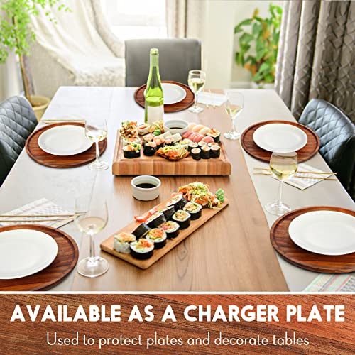 Rtteri Set of 10 Acacia Wood Dinner Plates 12x0.6 Inch - Serving & Charger Trays
