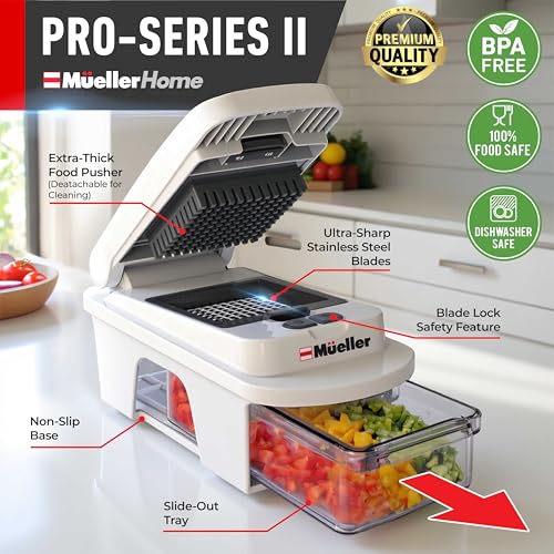 Mueller Pro-Series All-in-One Mandoline Slicer with 12 Blades - White Sand & Gray