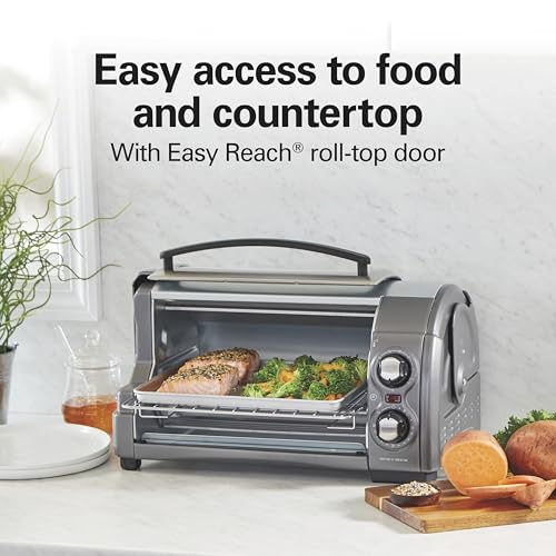 Hamilton Beach Silver 4-Slice Countertop Toaster Oven with Roll-Top Door