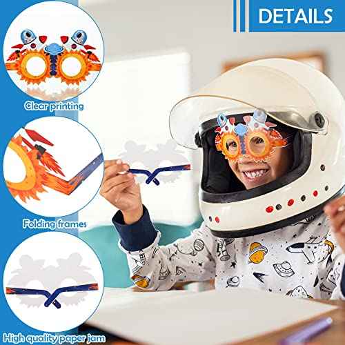 Woanger 32 Pcs Outer Space Paper Eyeglasses Space Birthday Decorations Supplies Space Party Favors Christmas Planet Space Themed Glasses Space Paper Glasses Photo Booth Props for Kids Boys Girls