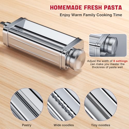 3PCS Pasta Maker Attachment for KitchenAid Stand Mixers - Stainless Steel Pasta Roller with Spaghetti & Fettuccine Cutter - Variation of THIS listing