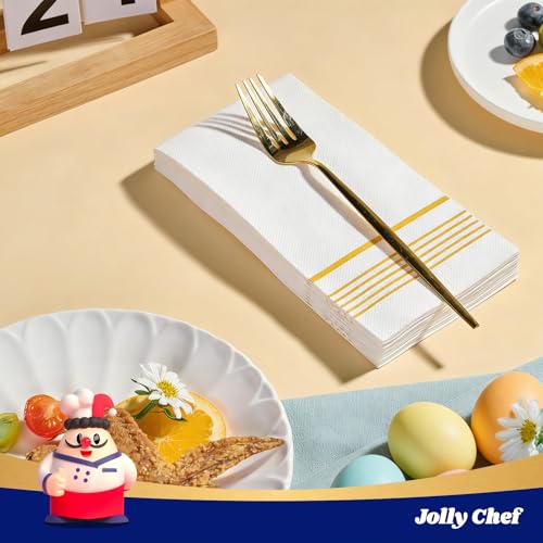 600 Gold Disposable 3 Ply Paper Dinner Napkins, Guest Hand Towels