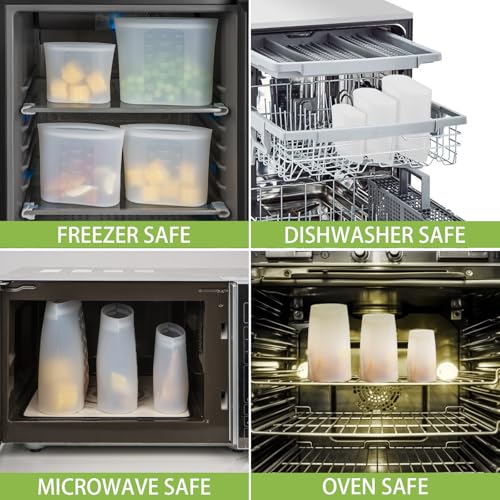 Reusable Silicone Food Storage Bags Set - Translucent 12 Pack (M+S+XS)