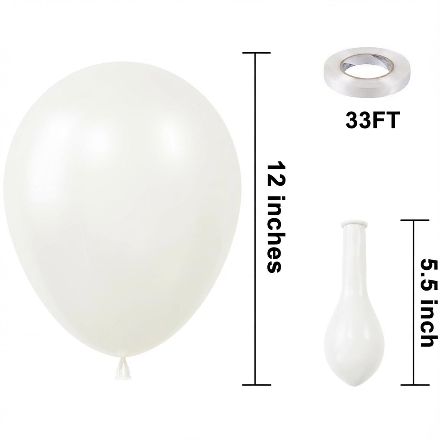 KBZVNAF Pearl White Latex Party Balloons - 50 Pack 12 inch Helium Matte White Ivory Balloons for Wedding Bridal Shower Baby Shower Birthday Party Decorations