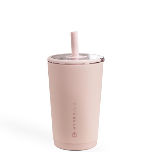 HydroJug Everyday Tumbler 14 oz – Ceramic-Lined Insulated Tumbler with Straw and Soft-Touch Lid, Cup Holder Friendly, Double-Wall Vacuum Insulation, Reusable Travel Cup – Dusty Rose