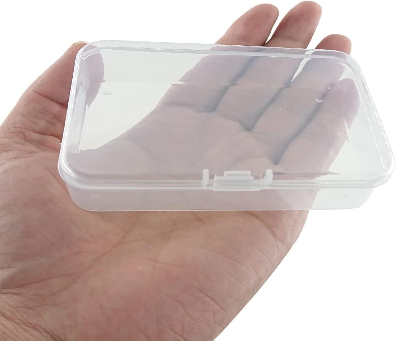 MFDSJ Mini Plastic Storage Containers - 6 Pcs Clear Rectangle Boxes for Beads, Crafts & Small Items | 4.5x3.4 Inches
