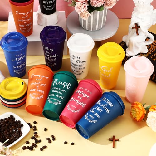 Skylety 40 Pack Christian Gift Cups with Lids, Multicolor 16 oz