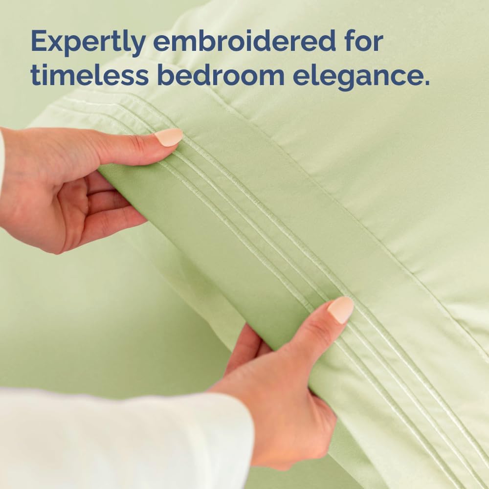 Skiennix Body Pillowcases Set of 4 | Soft, Breathable 20x54 Long Pillow Covers in Light Sage Green - Machine Washable