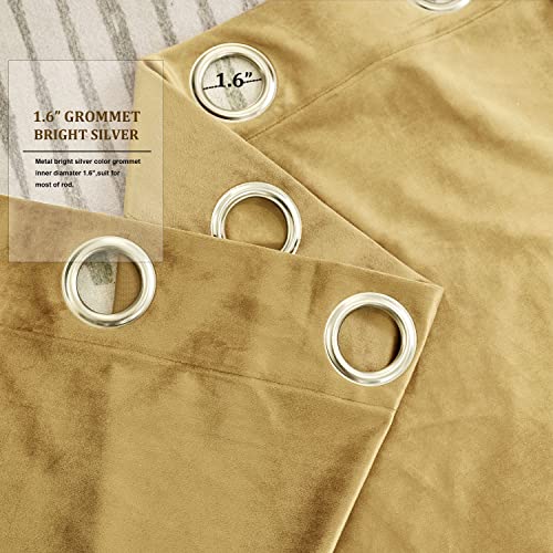 Velvet Blackout Curtains 84 Inch Length - Gold, 52W x 84L, Pack of 2