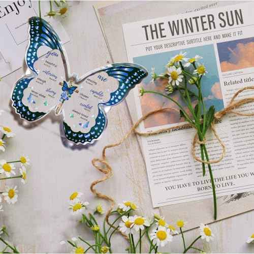 Christian Gifts for Women, Bible Verses Religious Keepsake Gifts for Mom, 5.1x3.9 in Butterfly-Shaped Acrylic Decorations, Perfect for Birthday, Christmas, Mothers Day, Thanksgiving