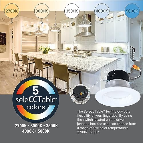 6-Pack 4 Inch LED Recessed Can Light Trim - 5 CCT Dimmable, Wet-Rated