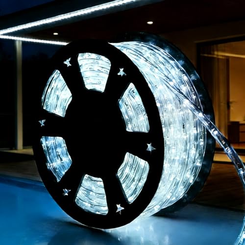 Tuanchuanrp 100Ft Waterproof LED Rope Lights Cold White for Outdoor Decorations