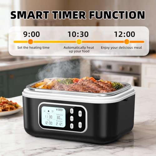 Drafin Black Cordless Electric Lunch Box 6.3 Cups with 27000mAh Battery, Rapid Heating
